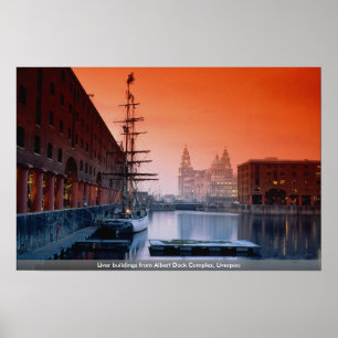 Pôster Liver buildings from Albert Dock Complex, Liverpoo