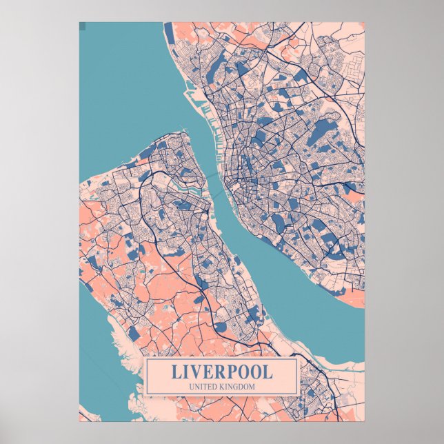 Poster Liverpool - Reino Unido Breezy City Map (Frente)