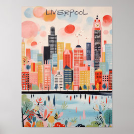 Poster Liverpool Travel City Wall Art Painting Aesthetic