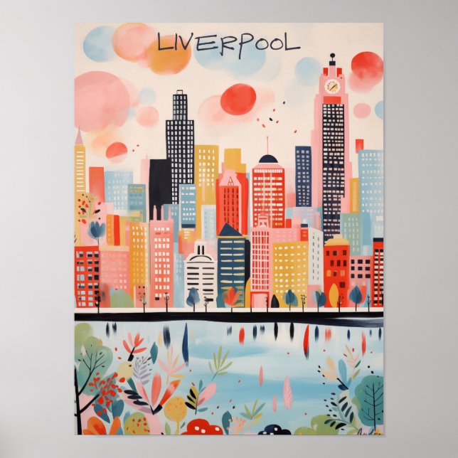 Poster Liverpool Travel City Wall Art Painting Aesthetic (Frente)