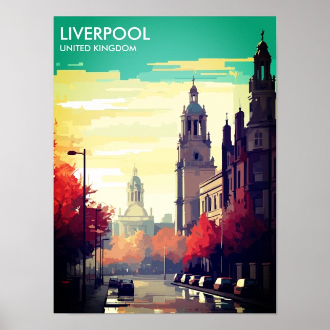 Poster Liverpool United Kingdom Viagem Postcard (Frente)