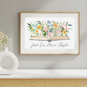 Poster Livro Aberto de Aquarela com Flores Estética Flora