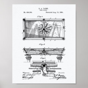 Poster Livro Branco da arte da patente da mesa de bilhar