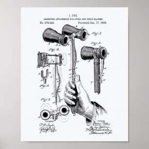 Pôster Livro Branco da arte da patente dos vidros de