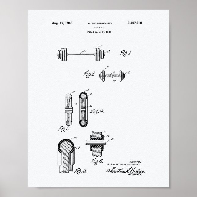 Pôster Livro Branco sobre a arte patenteada Bar Bell 1948 (Frente)