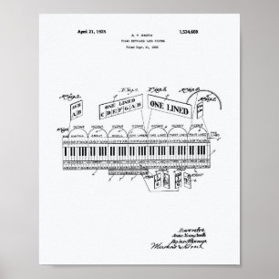 Pôster Livro Branco sobre o Piano Keyboard 1925