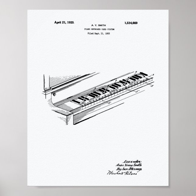 Pôster Livro Branco sobre o Piano Keyboard 1925 (Frente)