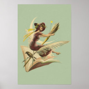 Pôster Livro da Lua da Feiticeira Broom Crescent Raven