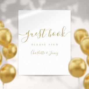 Poster Livro de Assinaturas de Convidados com Letra Doura
