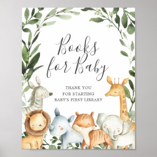 Poster Livro De Chás de fraldas De Animais Safari Para S