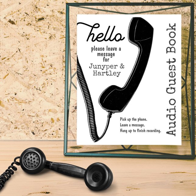 Poster Livro de Convidado de Áudio de Casamento Telefone  (Frame this custom audio guest book sign with instructions for your guests. )