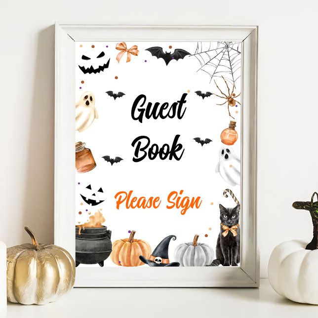 Poster " Livro de convidados " Boo Black Cat Halloween Si (Criador carregado)