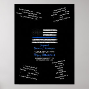 Poster Livro de Convidados da Polícia - Linha Azul fina -