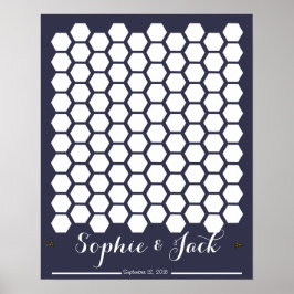 Pôster livro de convidados de casamento de abelhas honeyc