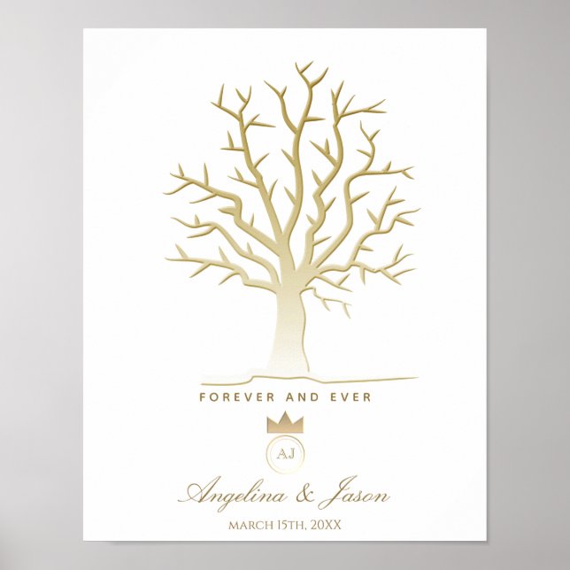 Poster Livro de Convidados de Casamento de Árvore Impress (Frente)