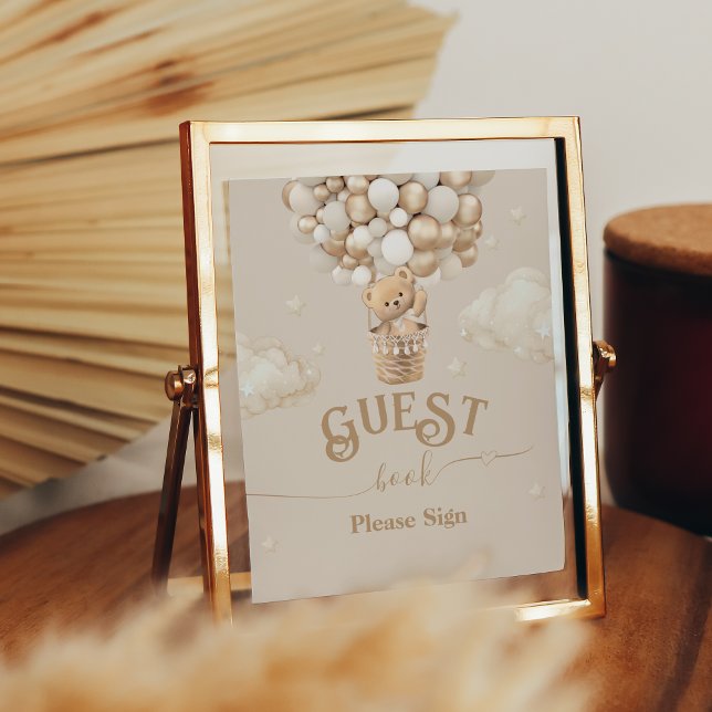 Poster Livro de convidados do Chá de fraldas do Urso de T (Criador carregado)