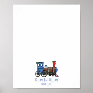 Poster Livro de Convidados do Comboio de Brinquedo Azul