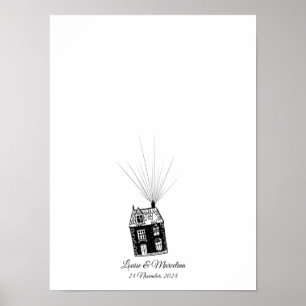 Poster Livro de Convidados Rustic Cottage Fingerprint Wed