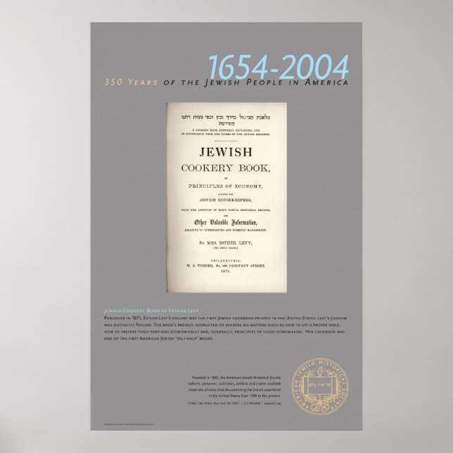 Pôster Livro De Cookeria Judaico De Esther Levy (Frente)