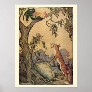 Poster Livro de História de Vintage Infantil, Fábulas d