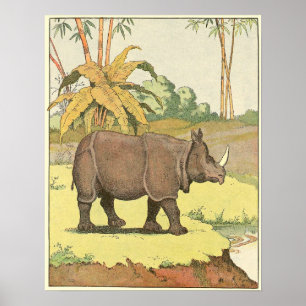Poster Livro de Histórias de Rinocerontes Ilustrado