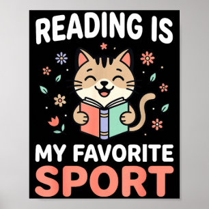 Poster Livro de leitura de flor de gato homens mulheres c