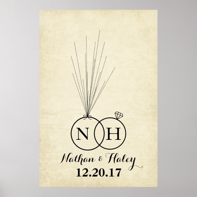 Poster Livro de Presenças de Casamento com Polegar de Bal (Frente)