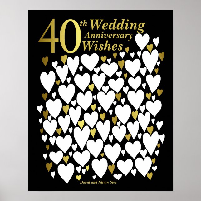 Poster Livro de Presentes de 40º Aniversário de Casamento (Frente)