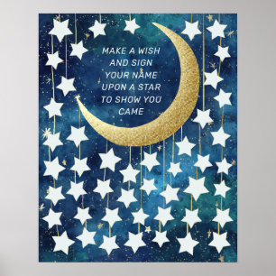 Poster Livro de Presentes de Chá de Bebê Lua e Estrelas A