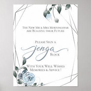 Poster Livro de Registro de Casamento Jenga Sinal Floral