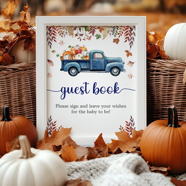 Poster Livro de Registro de Visitantes para Chás de Bebê  (Little Pumpkin Baby Shower Guest Book Sign)