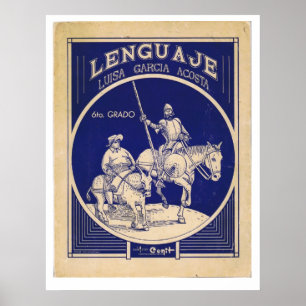 Poster Livro de texto Don Quixote Sancho Panza da língua