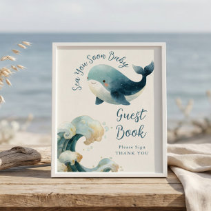Poster Livro de Visitantes Sea You Soon Baby Shower sinal