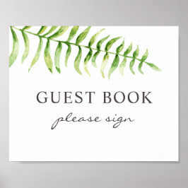 Poster Livro de visitas assine. Samambaia aquarela. Casam