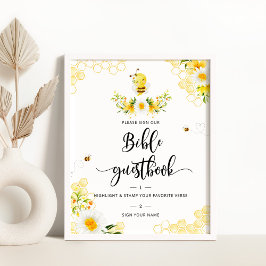 Poster Livro de visitas de abelha floral aquarela