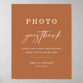 Poster Livro de Visitas de Casamento Boho Laranja Queimad