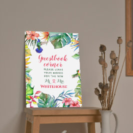 Poster Livro de Visitas de Casamento com Aquarela de Hibi