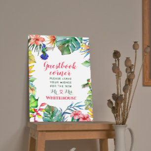 Poster Livro de Visitas de Casamento com Aquarela de Hibi