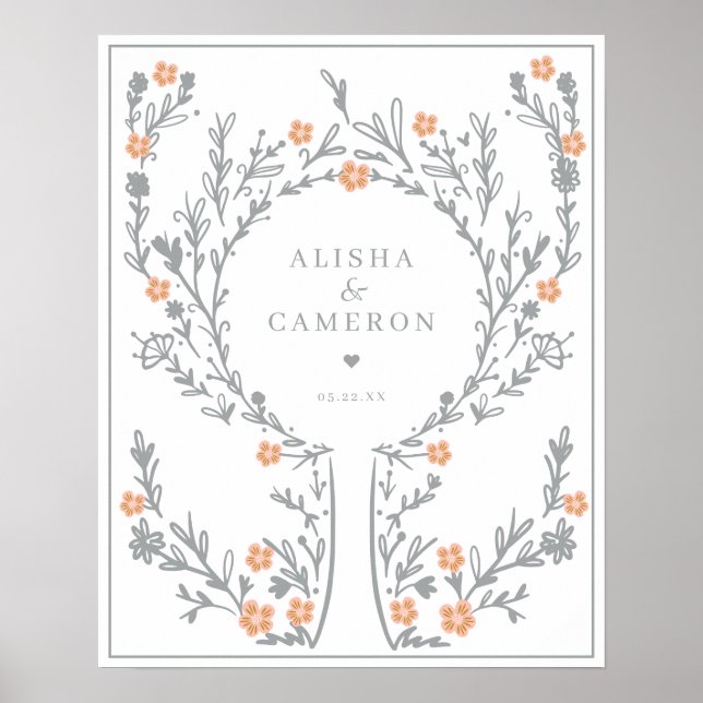 Poster Livro de Visitas de Casamento com Árvore de Impres (Frente)