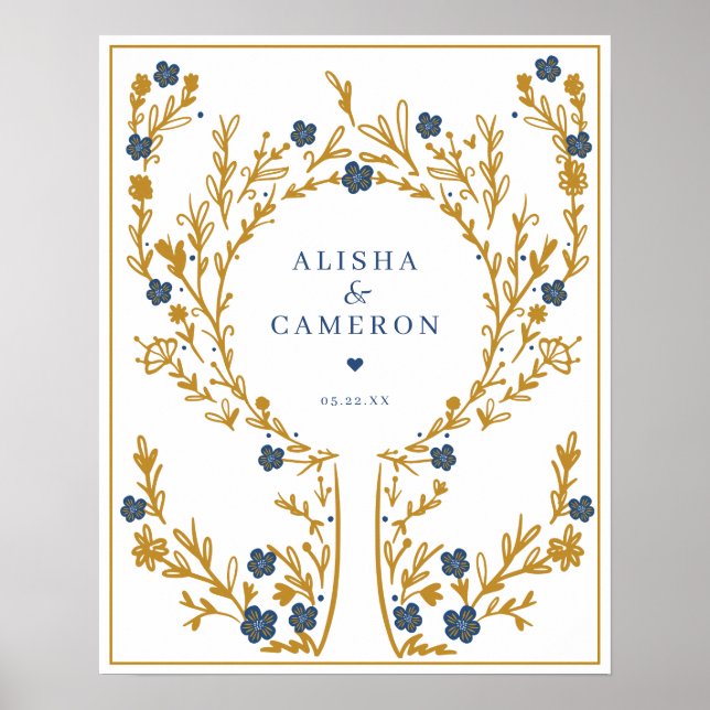 Poster Livro de Visitas de Casamento com Árvore de Impres (Frente)