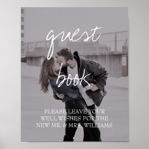 Poster Livro de Visitas de Casamento com Fotografia Calig