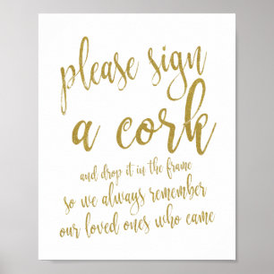 Poster Livro de Visitas de Casamento com Rolha de Vinho e