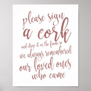 Poster Livro de Visitas de Casamento com Rolha de Vinho S