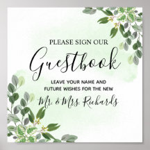 Livro de Visitas de Casamento com Verde Eucalipto 