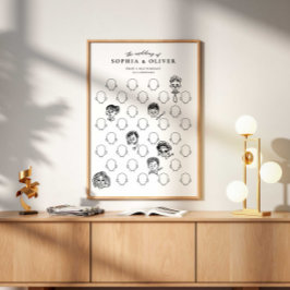 Poster Livro de Visitas de Casamento Desenhe Seu Rosto Ca