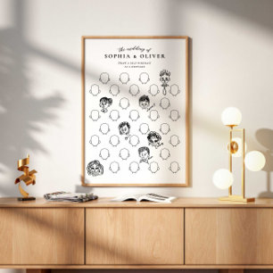 Poster Livro de Visitas de Casamento Desenhe Seu Rosto Ca