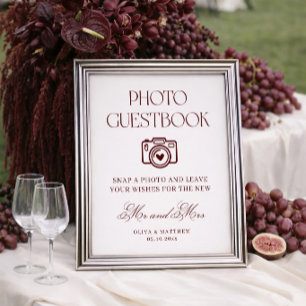 Poster Livro de Visitas de Casamento Foto Borgonha