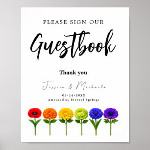 Poster 🌈 Livro de visitas de casamento LGBT Floresçam Ju