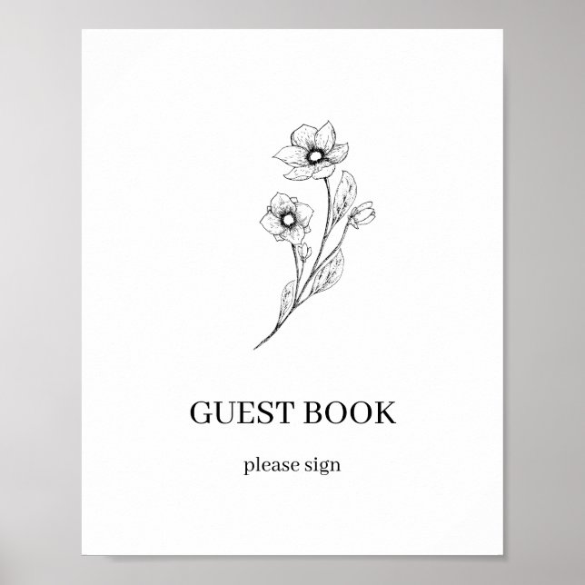 Poster Livro de Visitas de Casamento Minimalista Simples  (Frente)