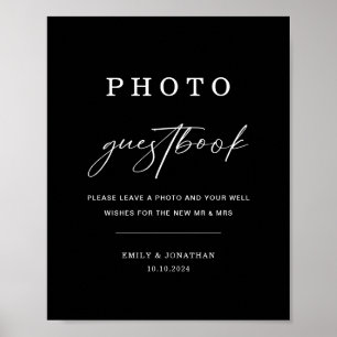 Poster Livro de Visitas de Casamento Preto com Foto para